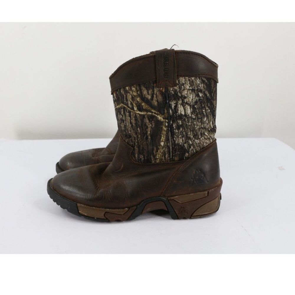 Rocky Boys Wellington Camo Boots Size 1 Leather